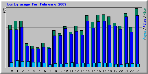 Hourly usage for February 2009