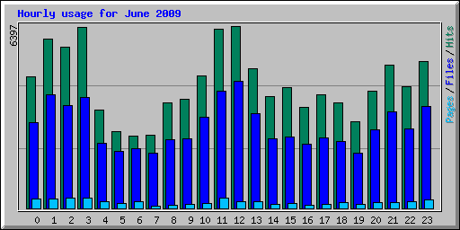 Hourly usage for June 2009